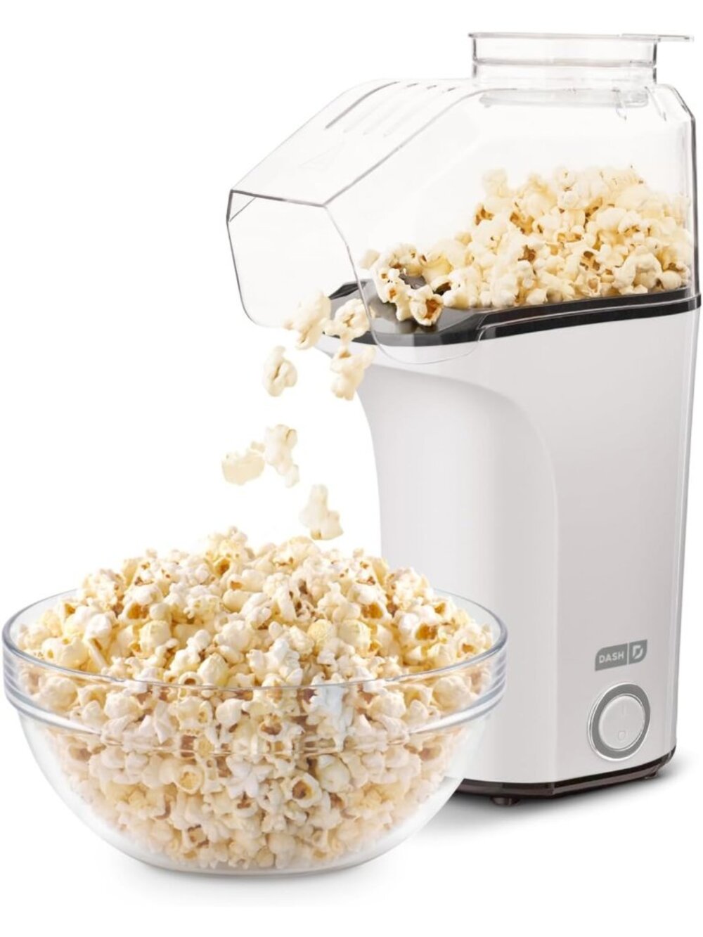 Electric Hot Air Popcorn Maker, 16-Cup Capacity, Healthy Snack Machine, White